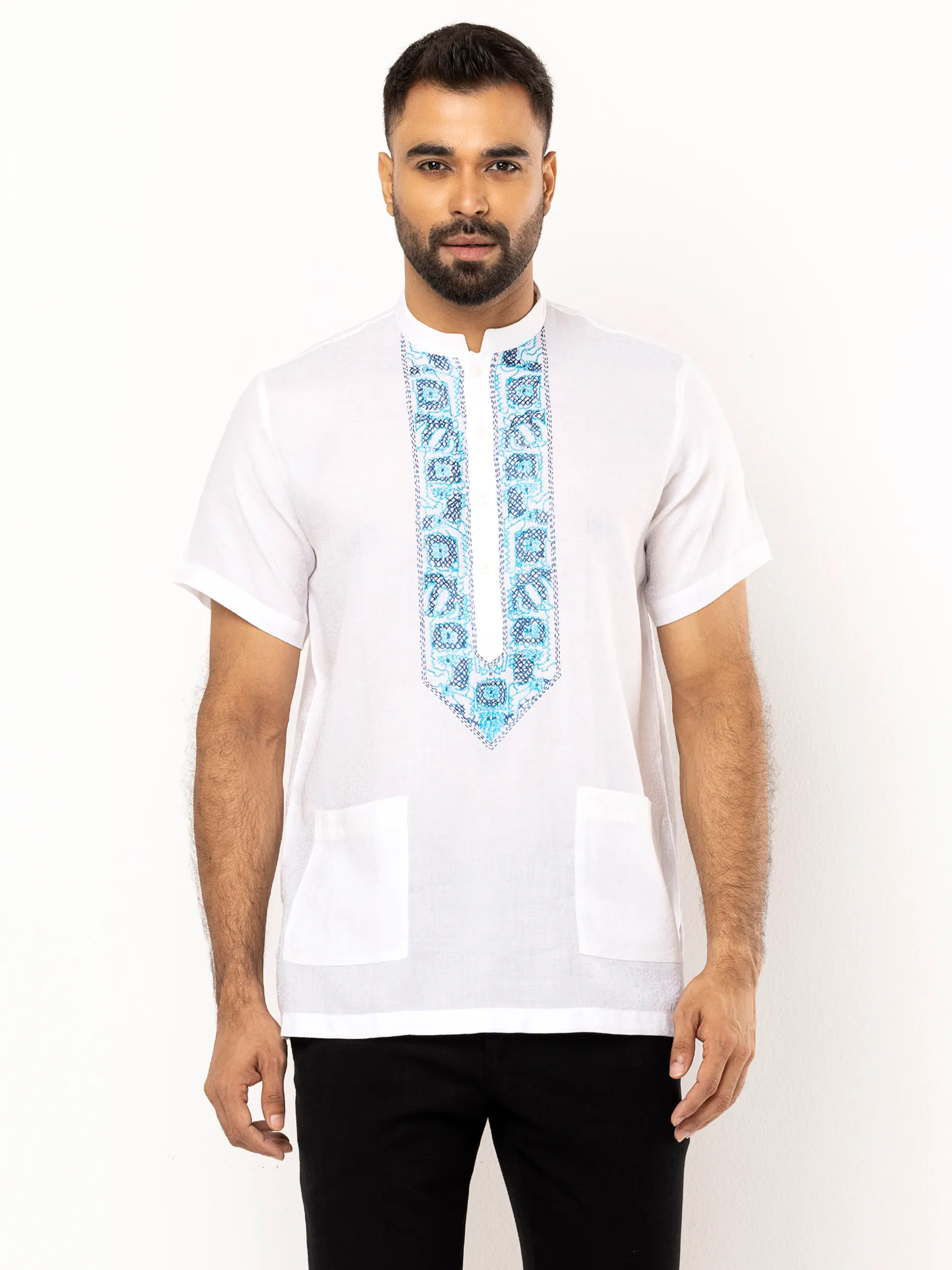 White Embroidered Cotton Fatua